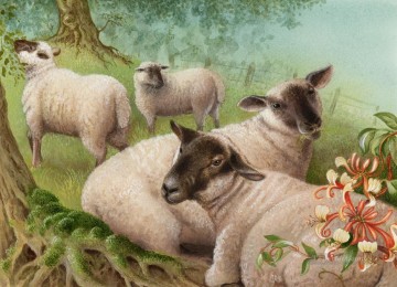 moutons hiver Tableau Peinture - MOUTONS 15